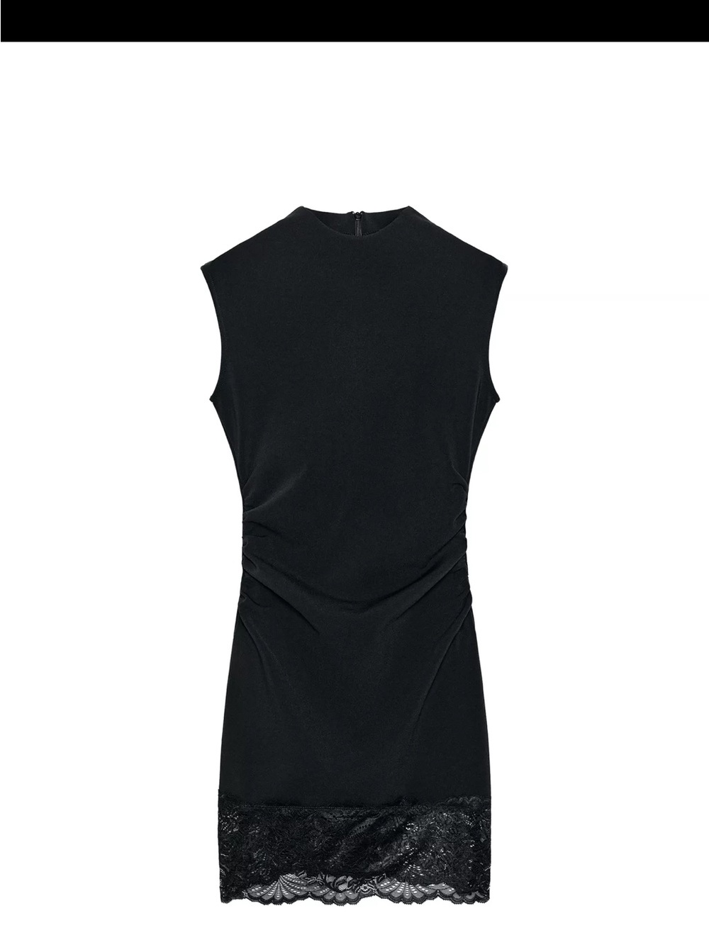 ZARA Black Sleeveless Lace-Hem Sheath Dress